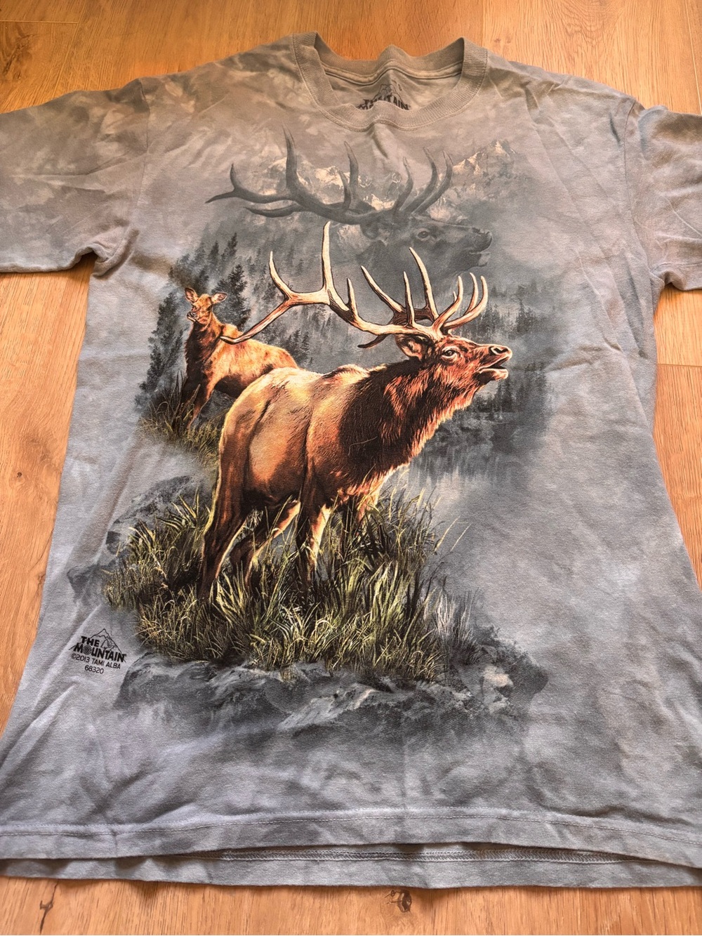 The Mountain Gray Tee with Brown Elk Graphic